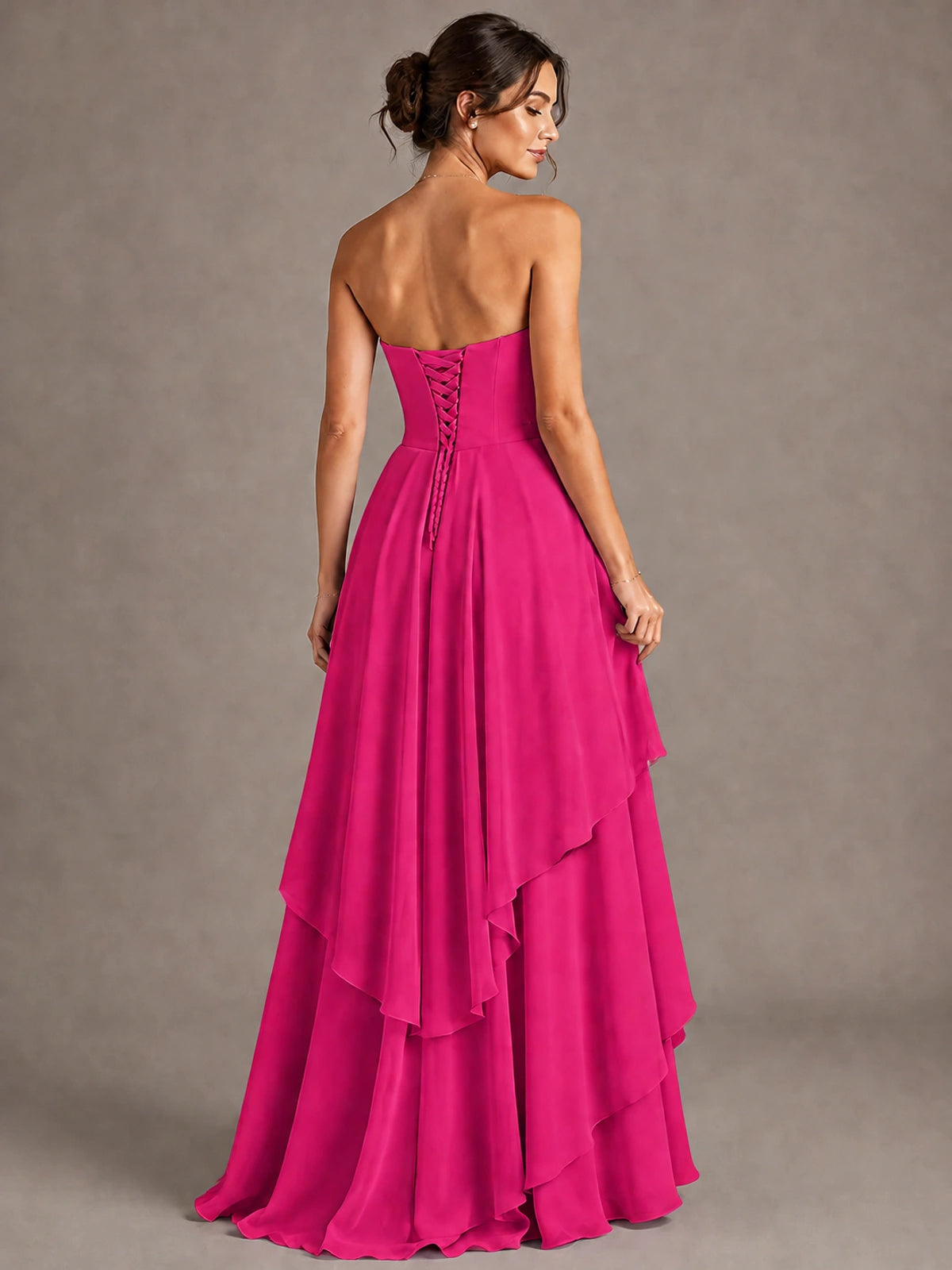 Strapless Ruffle A-Line Maxi Dress