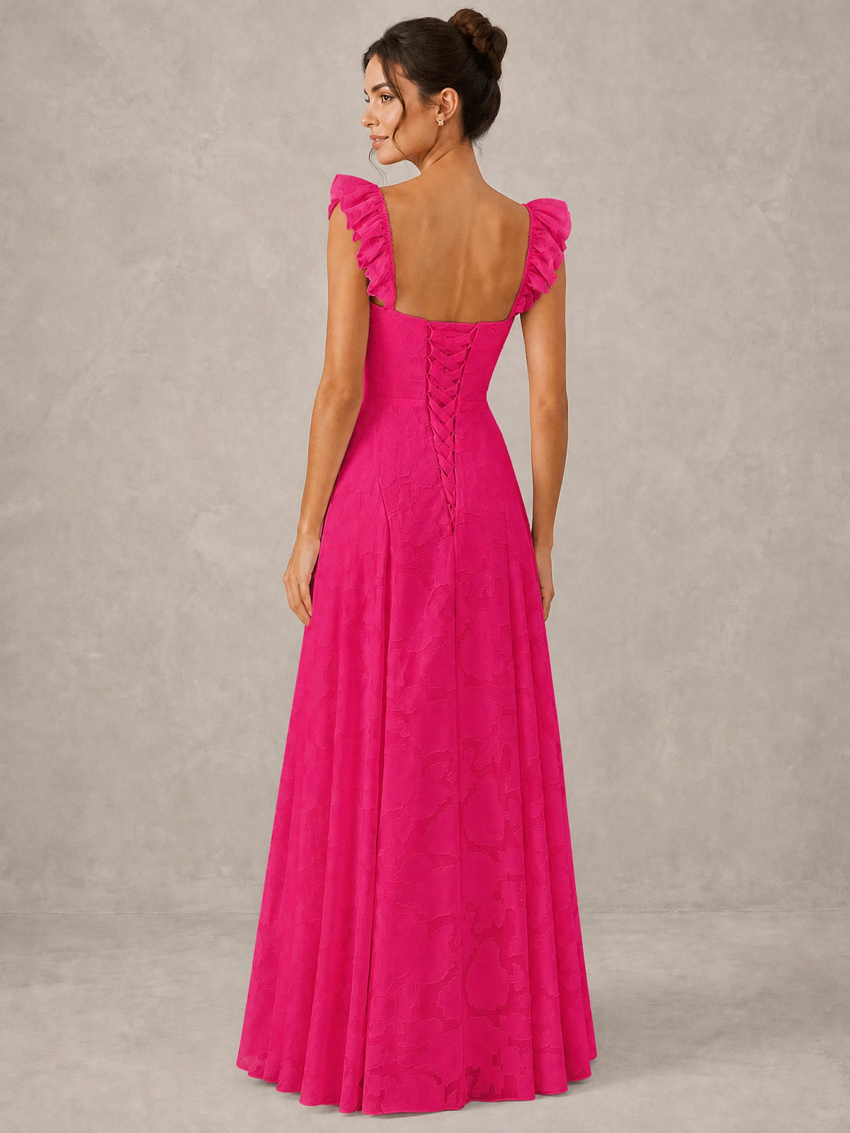 Jacquard Square Neck A-Line Maxi Dress