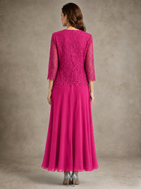 2-Piece Chiffon Mother of the Bride Dress with Lace Jacket
