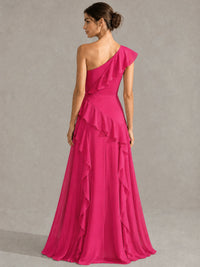 Sage Green One Shoulder Ruffle Bridesmaid Dress