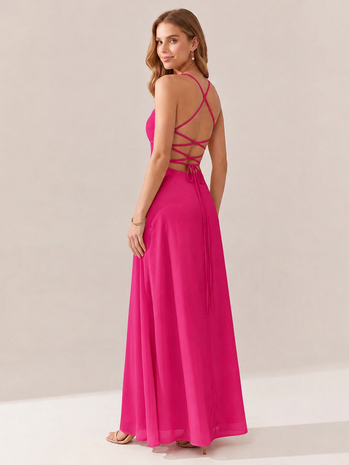 JOVELLEE Yellow Sweetheart Ruched Bust Chiffon Maxi Dress