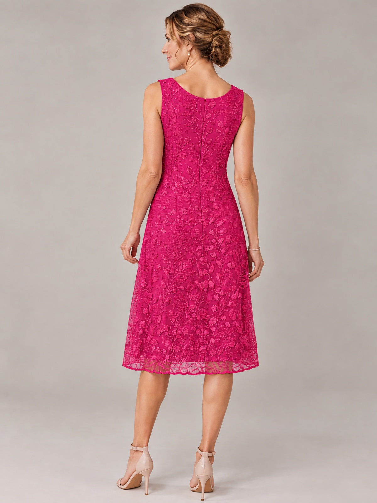 Tea Length Sequin Lace Mother of The Bride Dress with Chiffon Jacket