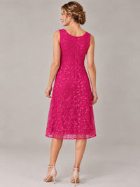 Tea Length Sequin Lace Mother of The Bride Dress with Chiffon Jacket