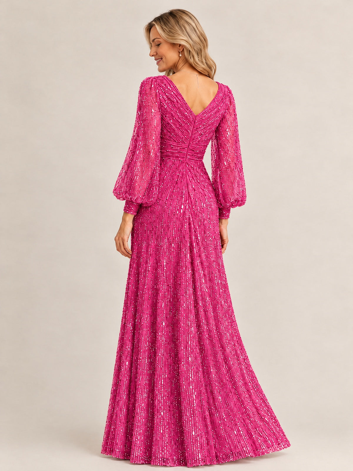 Sparkle Sequin Mother of The Bride Dresses with Long Sleeves