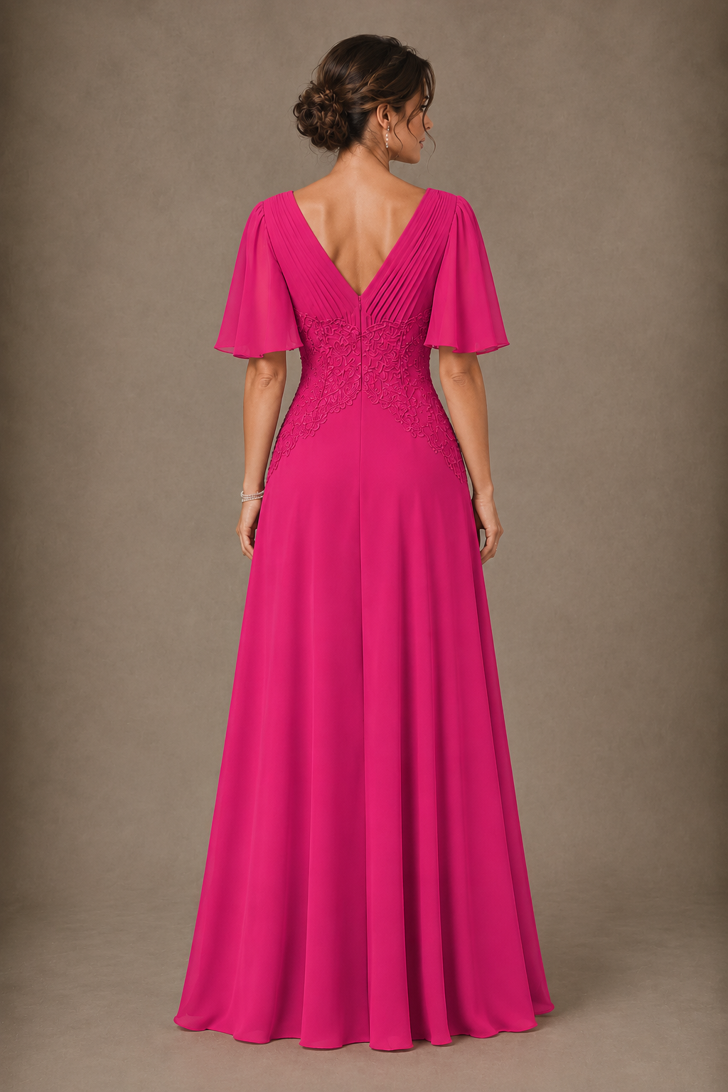 A-Line Chiffon Mother of the Bride Dress with Applique