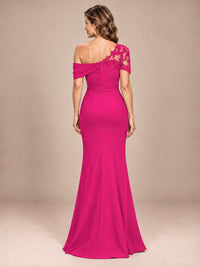 One Shoulder Chiffon Mother of The Bride Dress