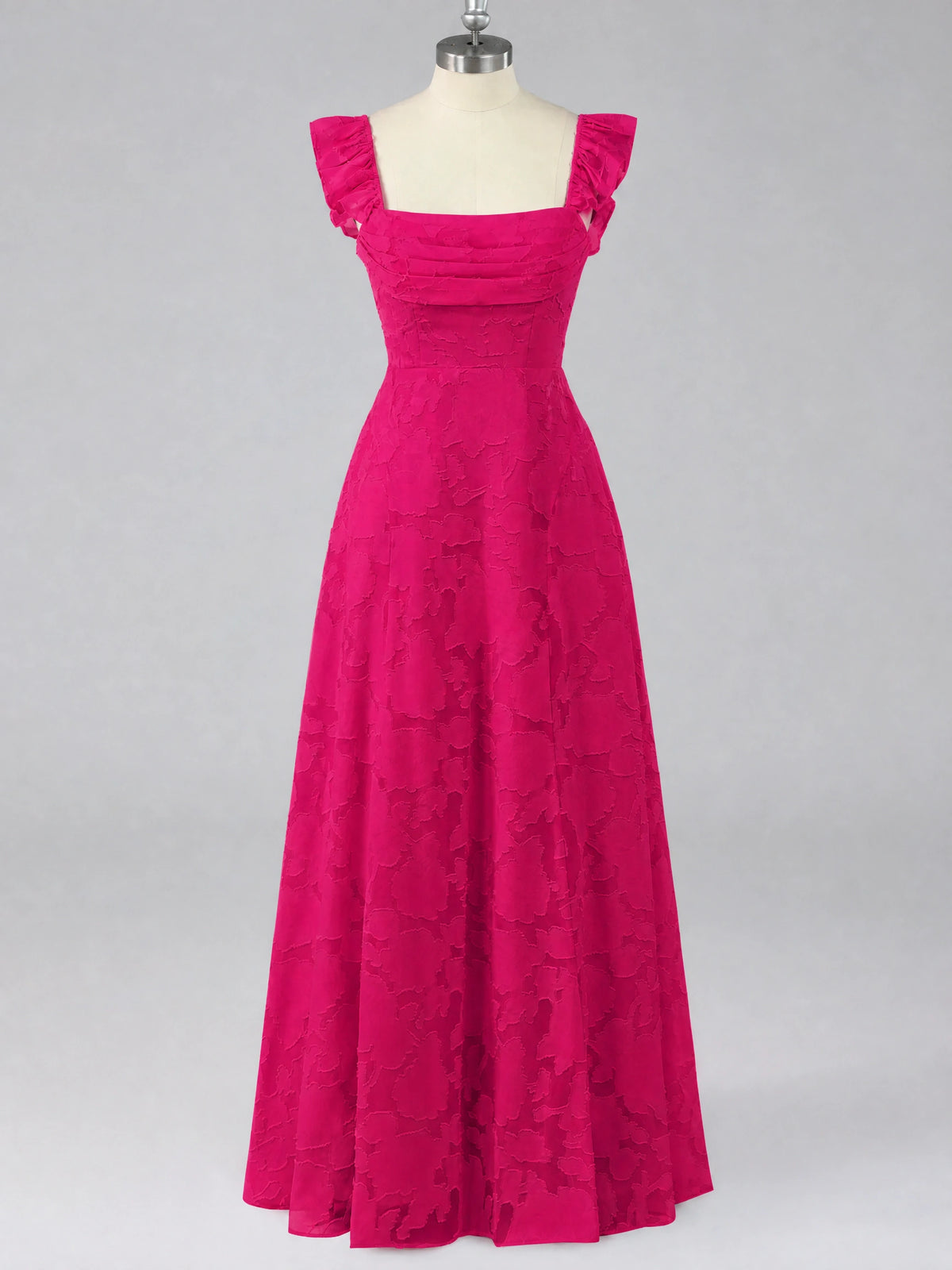Jacquard Square Neck A-Line Maxi Dress