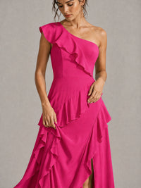 Sage Green One Shoulder Ruffle Bridesmaid Dress