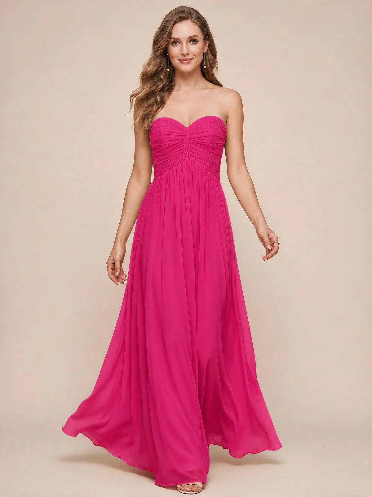 Strapless Pleated Chiffon A-Line Bridesmaid Dress