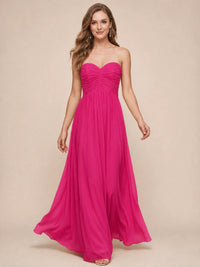 Strapless Pleated Chiffon A-Line Bridesmaid Dress