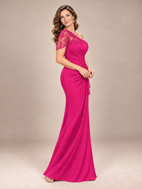 One Shoulder Chiffon Mother of The Bride Dress