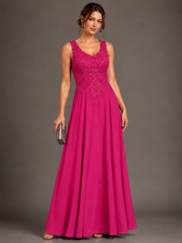 A-line 2 Pieces Chiffon Appliques Mother of The Bride Dresses with Jackets