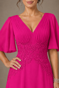 A-Line Chiffon Mother of the Bride Dress with Applique