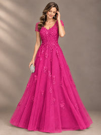 Lace Appliques A-line Mother of The Bride Dresses with Short Sleeves