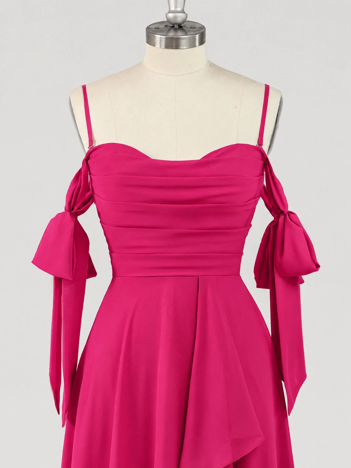 A-Line Ruffles Chiffon Bridesmaid Dress with Slit