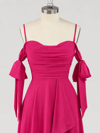 A-Line Ruffles Chiffon Bridesmaid Dress with Slit