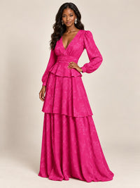 Blush Pink Floral Long Sleeve Maxi Dress