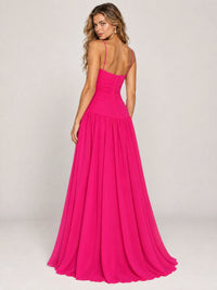 Butter Yellow Ruched Spaghetti Strap Drop-Waist Prom Dress