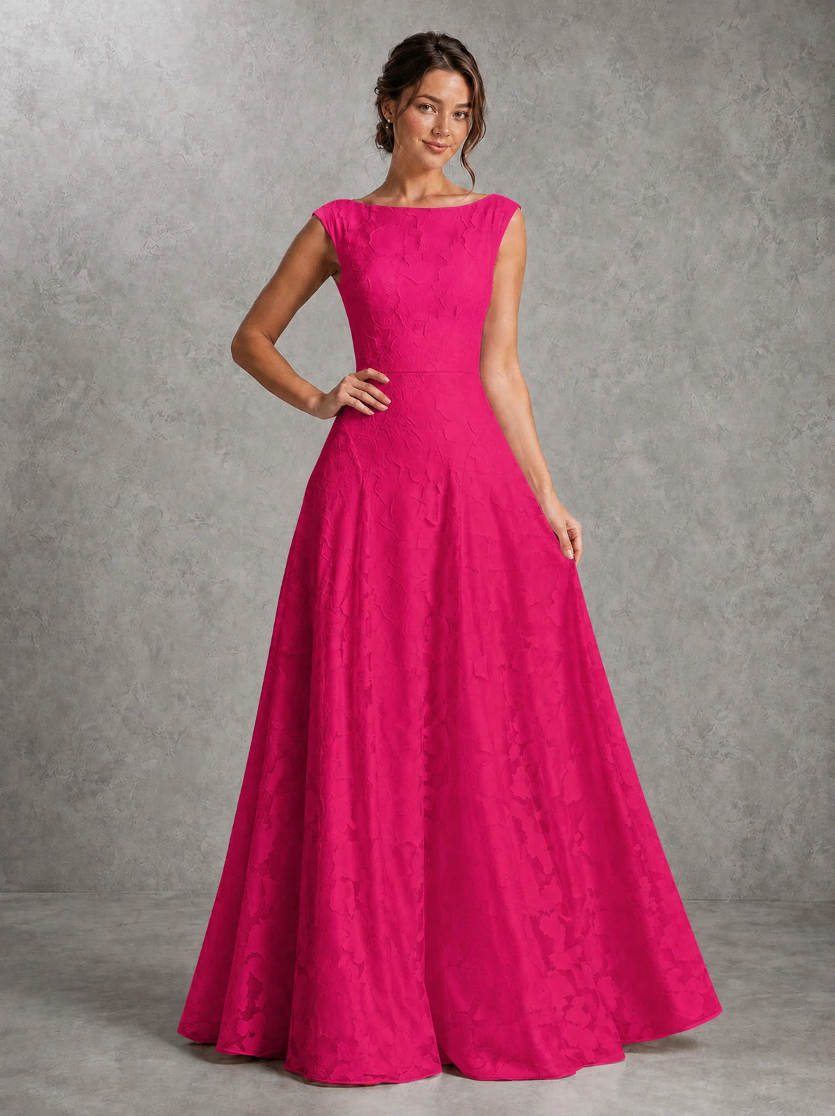 Blush Pink Lace Applique A-Line Bridesmaid Dress