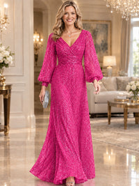 Sparkle Sequin Mother of The Bride Dresses with Long Sleeves
