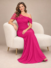 One Shoulder Chiffon Mother of The Bride Dress