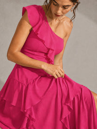 Sage Green One Shoulder Ruffle Bridesmaid Dress