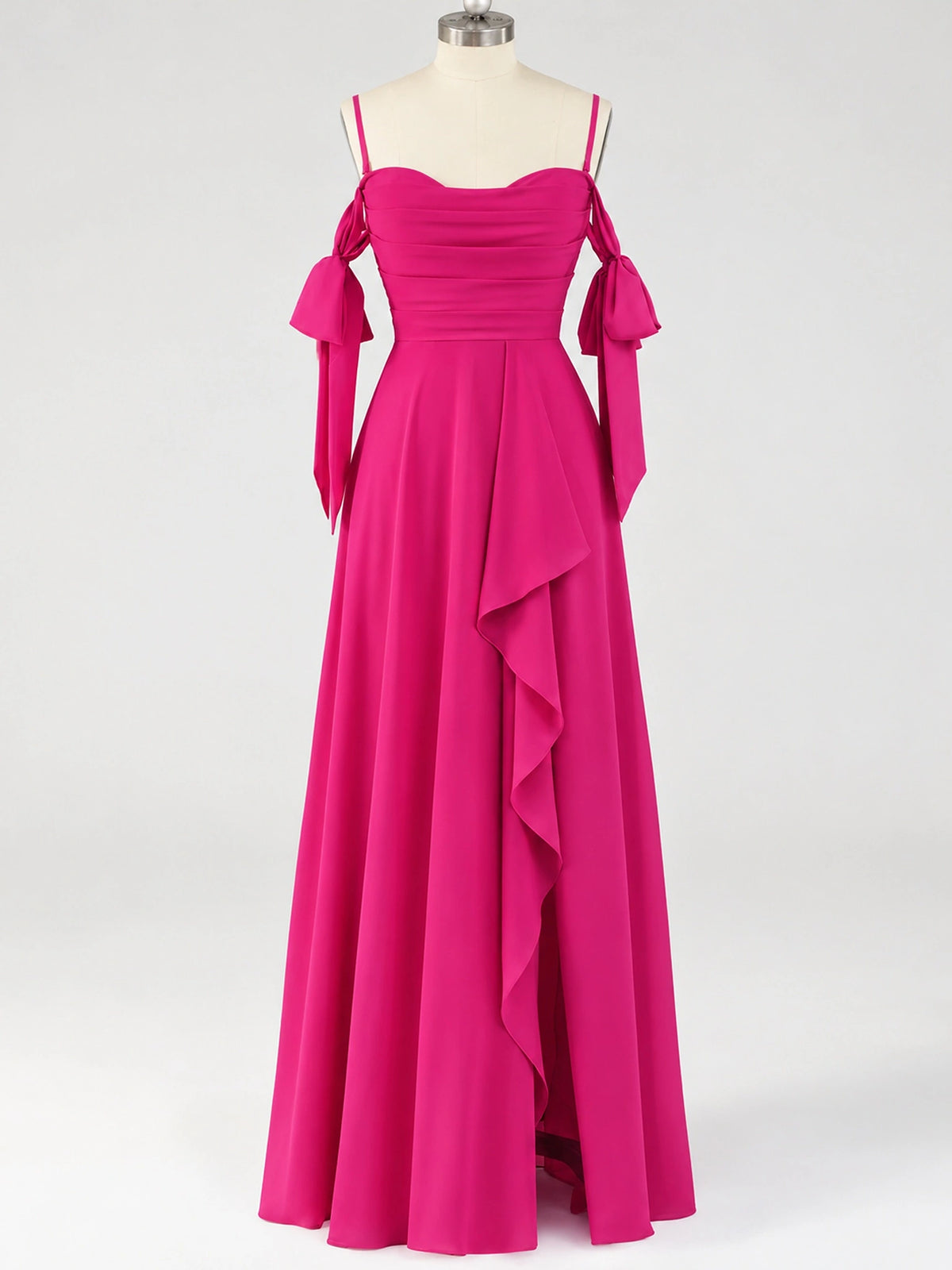A-Line Ruffles Chiffon Bridesmaid Dress with Slit
