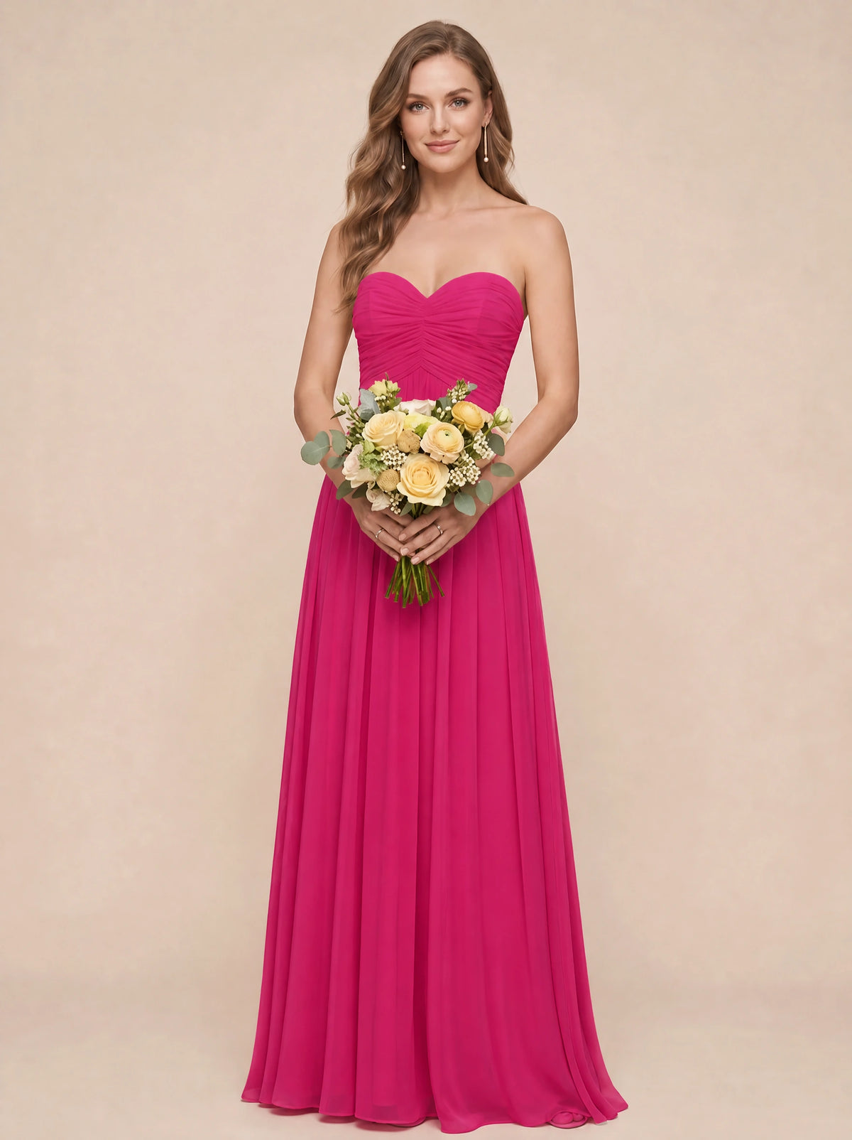 Strapless Pleated Chiffon A-Line Bridesmaid Dress