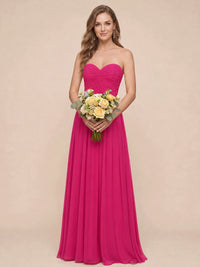 Strapless Pleated Chiffon A-Line Bridesmaid Dress