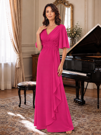 V-Neck Chiffon Lace Mother of the Bride Dresses
