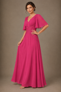 A-Line Chiffon Mother of the Bride Dress with Applique