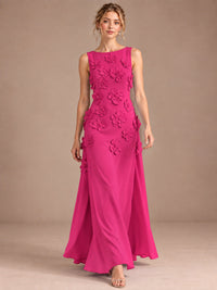 3D Floral Applique Sleeveless Formal Maxi Dress