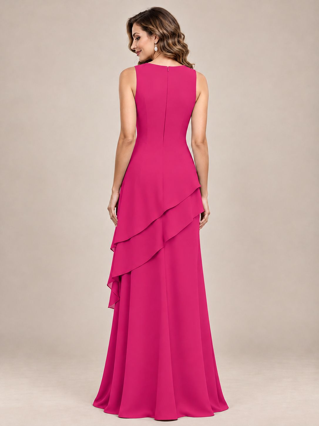 Dusty Blue Two-Piece Chiffon Mother of the Bride Dress with Jacket
