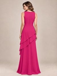 Dusty Blue Two-Piece Chiffon Mother of the Bride Dress with Jacket