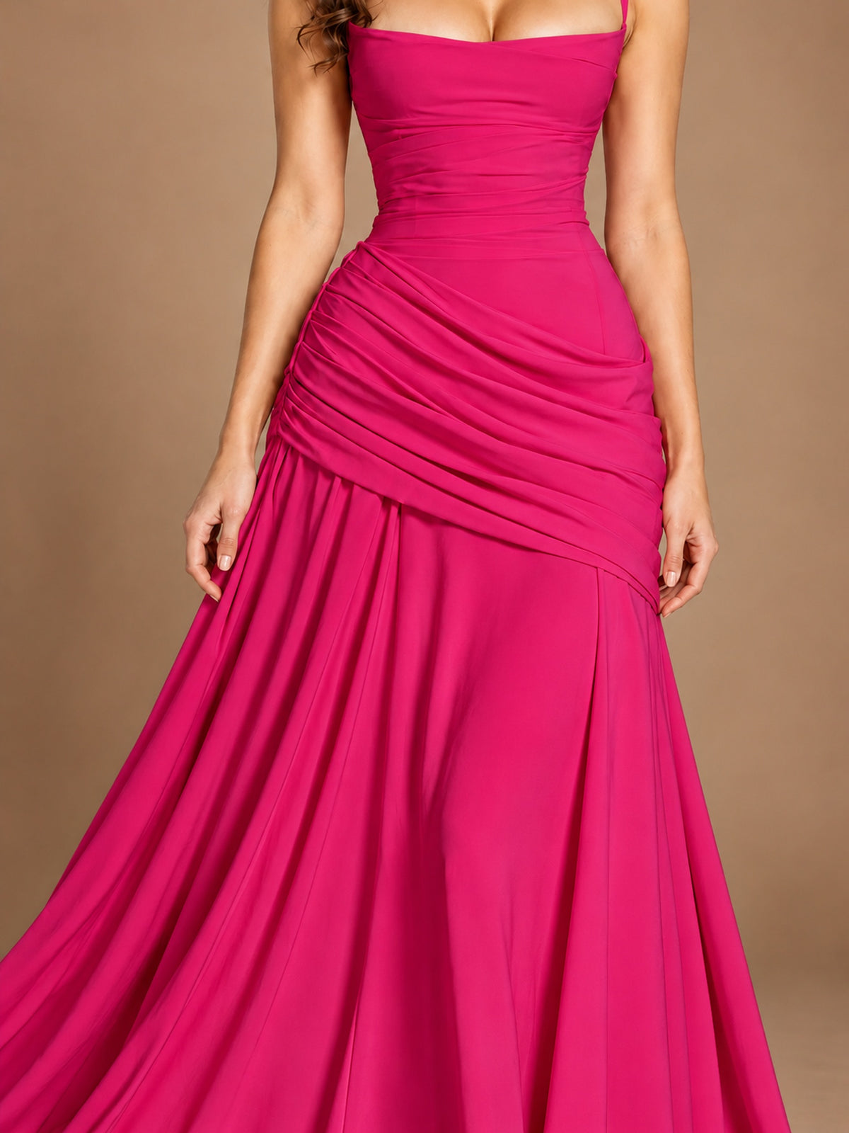 Butter Yellow Square Neck Ruched A-Line Prom Dress