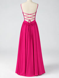 Spaghetti Strap Ruched Chiffon Maxi Dress with Backless