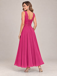 Dusty Blue Floral Lace Chiffon Mother of the Bride Dress with Jacket