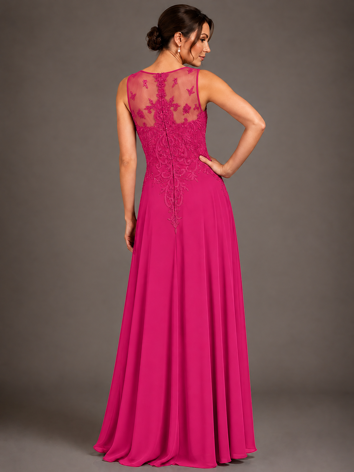 A-line 2 Pieces Chiffon Appliques Mother of The Bride Dresses with Jackets