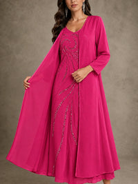Sequin Chiffon Mother of the Bride Dress with Jacket