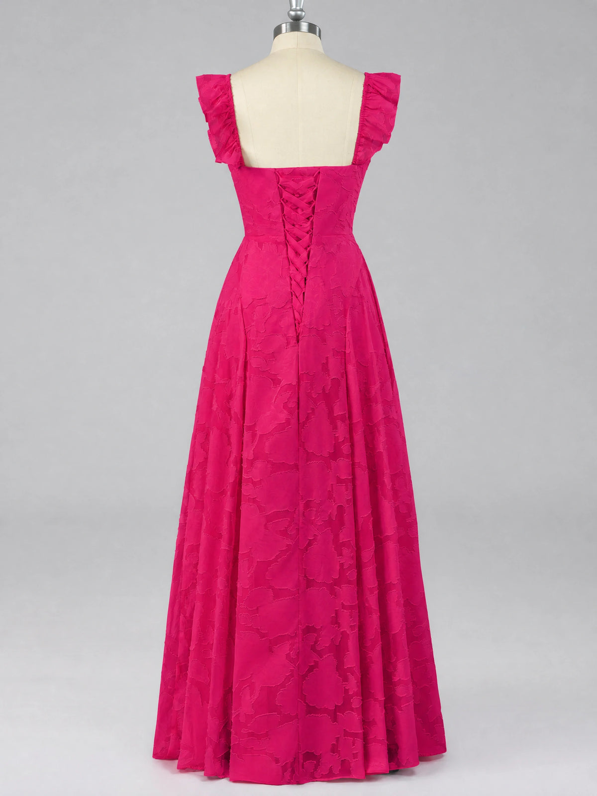 Jacquard Square Neck A-Line Maxi Dress