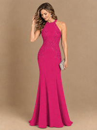 Halter Neckline Lace Appliques Mother of The Bride Dresses