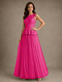 A-Line Chiffon Mother of the Bride Dress with Lace Appliques