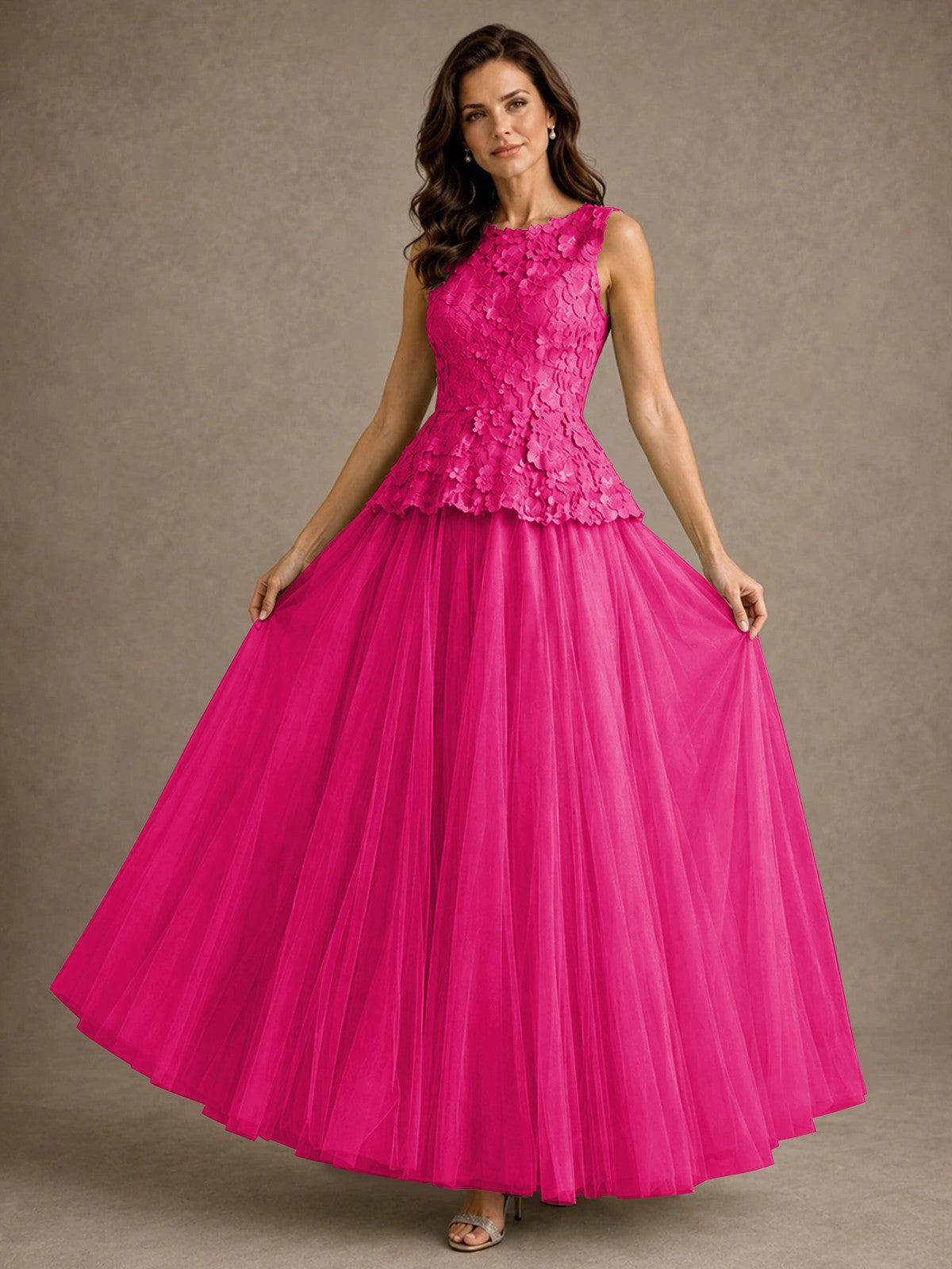 A-Line Chiffon Mother of the Bride Dress with Lace Appliques
