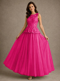 A-Line Chiffon Mother of the Bride Dress with Lace Appliques