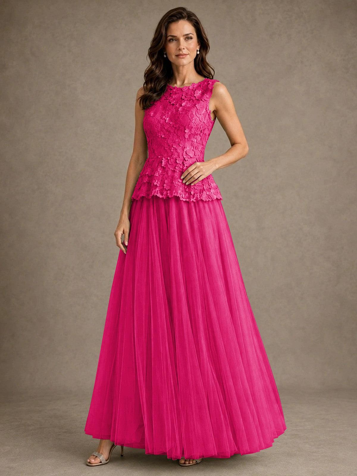 A-Line Chiffon Mother of the Bride Dress with Lace Appliques