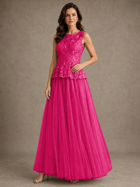 A-Line Chiffon Mother of the Bride Dress with Lace Appliques