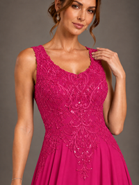 A-line 2 Pieces Chiffon Appliques Mother of The Bride Dresses with Jackets