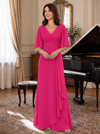 V-Neck Chiffon Lace Mother of the Bride Dresses