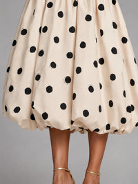 Ivory Polka Dot Strapless Bubble Hem Midi Dress