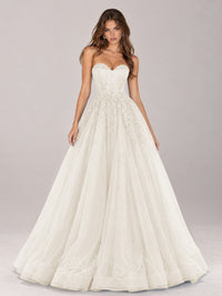 Strapless Sweetheart Beaded Corset Glitter Tulle Ball Gown Prom Dress